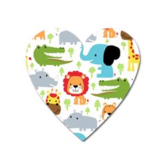 Seamless Pattern Vector With Animals Cartoon Heart Magnet by Simbadda