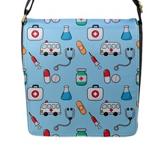 Medical Seamless Pattern Flap Closure Messenger Bag (l) by Simbadda