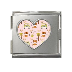 Cute Tiger Car Safari Seamless Pattern Mega Link Heart Italian Charm (18mm)