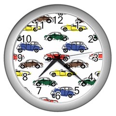 Cars Pattern Wall Clock (silver)