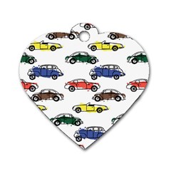 Cars Pattern Dog Tag Heart (two Sides) by Simbadda