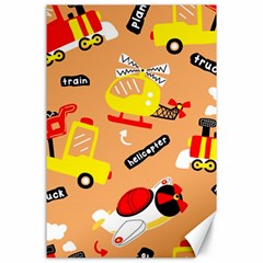 Seamless Pattern Cartoon With Transportation Vehicles Canvas 24  X 36  by Simbadda