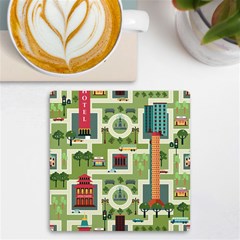 City Seamless Pattern Uv Print Square Tile Coaster 