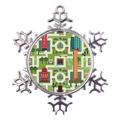 City Seamless Pattern Metal Large Snowflake Ornament