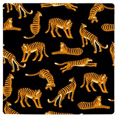 Seamless Exotic Pattern With Tigers Uv Print Square Tile Coaster 