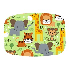 Seamless Pattern Vector With Animals Wildlife Cartoon Mini Square Pill Box by Simbadda