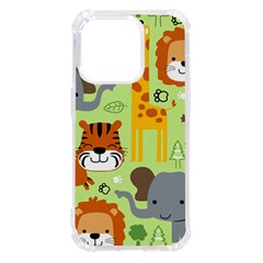 Seamless Pattern Vector With Animals Wildlife Cartoon Iphone 14 Pro Tpu Uv Print Case by Simbadda