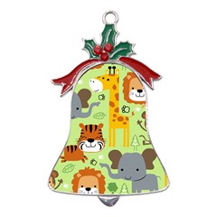 Seamless Pattern Vector With Animals Wildlife Cartoon Metal Holly Leaf Bell Ornament