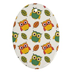Background-with-owls-leaves-pattern Ornament (oval) by Simbadda