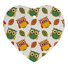 Background-with-owls-leaves-pattern Ornament (heart) by Simbadda