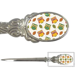 Background-with-owls-leaves-pattern Letter Opener by Simbadda