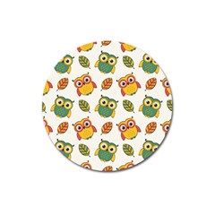 Background-with-owls-leaves-pattern Magnet 3  (round) by Simbadda