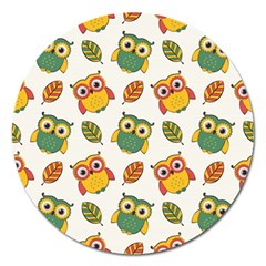 Background-with-owls-leaves-pattern Magnet 5  (round) by Simbadda