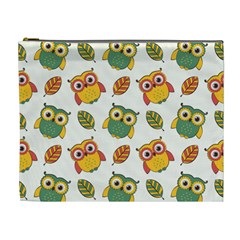 Background-with-owls-leaves-pattern Cosmetic Bag (xl) by Simbadda