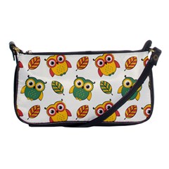 Background-with-owls-leaves-pattern Shoulder Clutch Bag