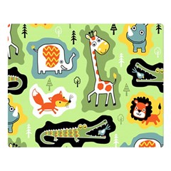 Seamless-pattern-with-wildlife-animals-cartoon Two Sides Premium Plush Fleece Blanket (large) by Simbadda