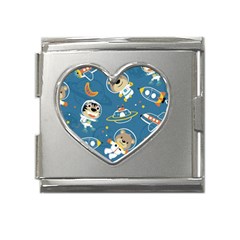 Seamless-pattern-funny-astronaut-outer-space-transportation Mega Link Heart Italian Charm (18mm)