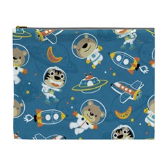 Seamless-pattern-funny-astronaut-outer-space-transportation Cosmetic Bag (xl) by Simbadda