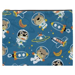 Seamless-pattern-funny-astronaut-outer-space-transportation Cosmetic Bag (xxxl) by Simbadda