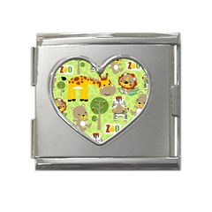 Funny Animals Cartoon Mega Link Heart Italian Charm (18mm)