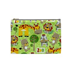 Funny Animals Cartoon Cosmetic Bag (medium) by Simbadda