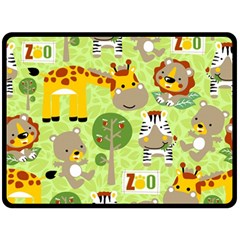 Funny Animals Cartoon Two Sides Fleece Blanket (large) by Simbadda