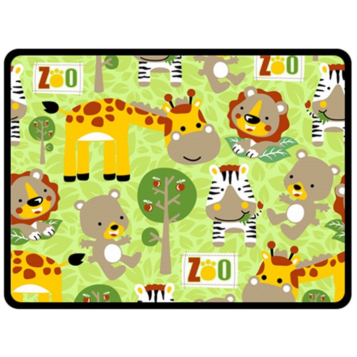 Funny Animals Cartoon Two Sides Fleece Blanket (Large)