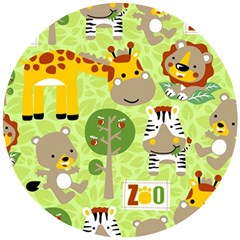 Funny Animals Cartoon Wooden Puzzle Round by Simbadda