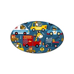 Seamless Pattern Vehicles Cartoon With Funny Drivers Sticker Oval (100 Pack) by Simbadda
