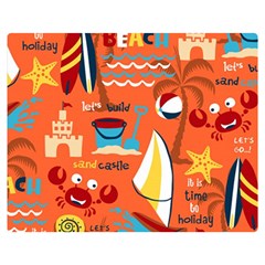 Seamless Pattern Vector Beach Holiday Theme Set Premium Plush Fleece Blanket (Medium)