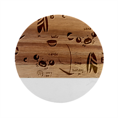 Seamless Pattern Vector Beach Holiday Theme Set Marble Wood Coaster (round) by Simbadda
