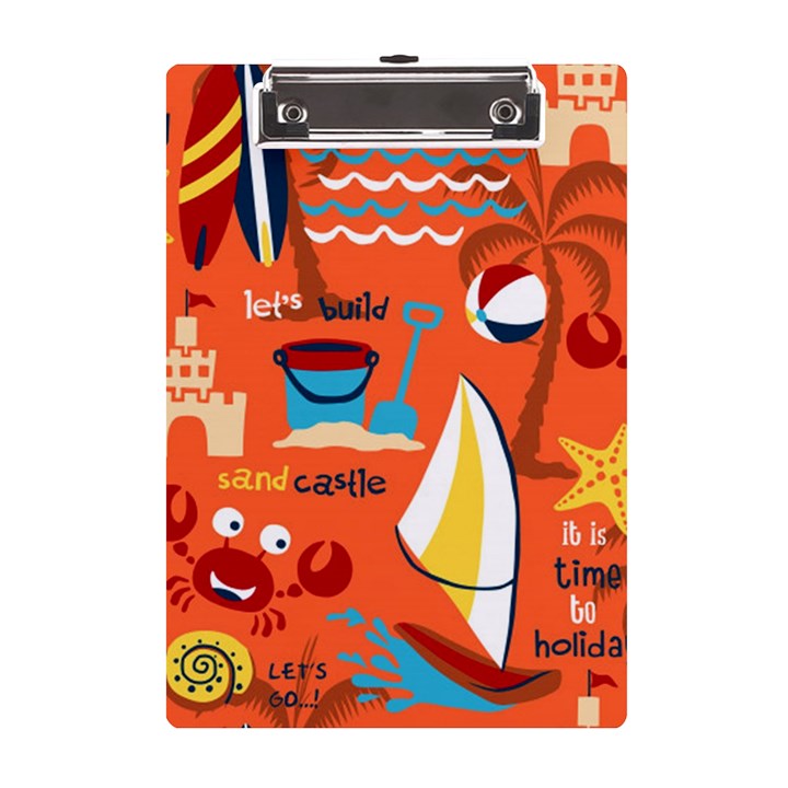 Seamless Pattern Vector Beach Holiday Theme Set A5 Acrylic Clipboard