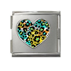 Seamless Leopard Wild Pattern Animal Print Mega Link Heart Italian Charm (18mm)