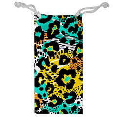 Seamless Leopard Wild Pattern Animal Print Jewelry Bag by Simbadda