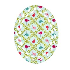 Birds Pattern Background Oval Filigree Ornament (two Sides)