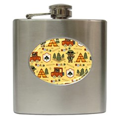 Seamless Pattern Funny Ranger Cartoon Hip Flask (6 Oz) by Simbadda