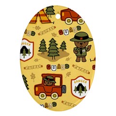Seamless Pattern Funny Ranger Cartoon Oval Ornament (two Sides) by Simbadda