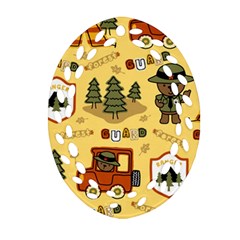 Seamless Pattern Funny Ranger Cartoon Ornament (oval Filigree)