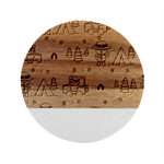 Seamless Pattern Funny Ranger Cartoon Marble Wood Coaster (Round) Front