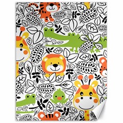 Seamless Pattern With Wildlife Cartoon Canvas 18  x 24 