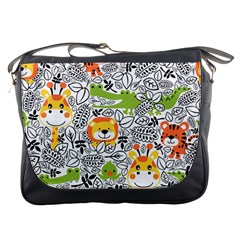 Seamless Pattern With Wildlife Cartoon Messenger Bag