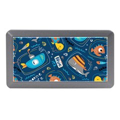 Seamless Pattern Vector Submarine With Sea Animals Cartoon Memory Card Reader (Mini)