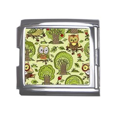 Seamless Pattern With Trees Owls Mega Link Italian Charm (18mm)