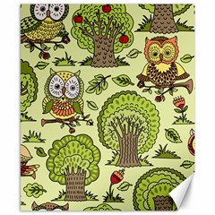 Seamless Pattern With Trees Owls Canvas 8  X 10  by Simbadda