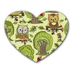 Seamless Pattern With Trees Owls Heart Mousepad by Simbadda