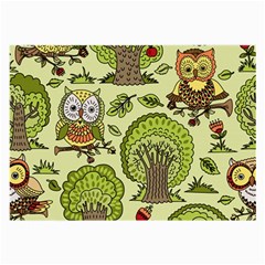 Seamless Pattern With Trees Owls Large Glasses Cloth (2 Sides) by Simbadda