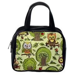 Seamless Pattern With Trees Owls Classic Handbag (one Side) by Simbadda