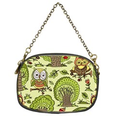 Seamless Pattern With Trees Owls Chain Purse (One Side)