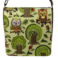 Seamless Pattern With Trees Owls Flap Closure Messenger Bag (S)