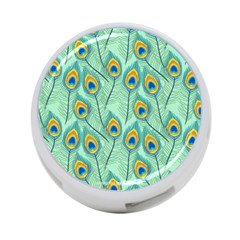 Lovely Peacock Feather Pattern With Flat Design 4-port Usb Hub (two Sides) by Simbadda